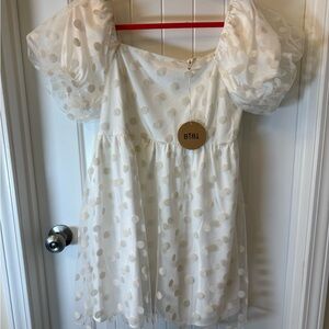 BIBI White Polka Dot  Dress